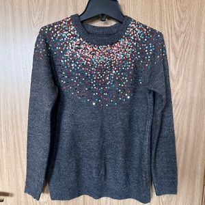 Newport Charcoal Rainbow Sequins Festive Sweater Women’s XS